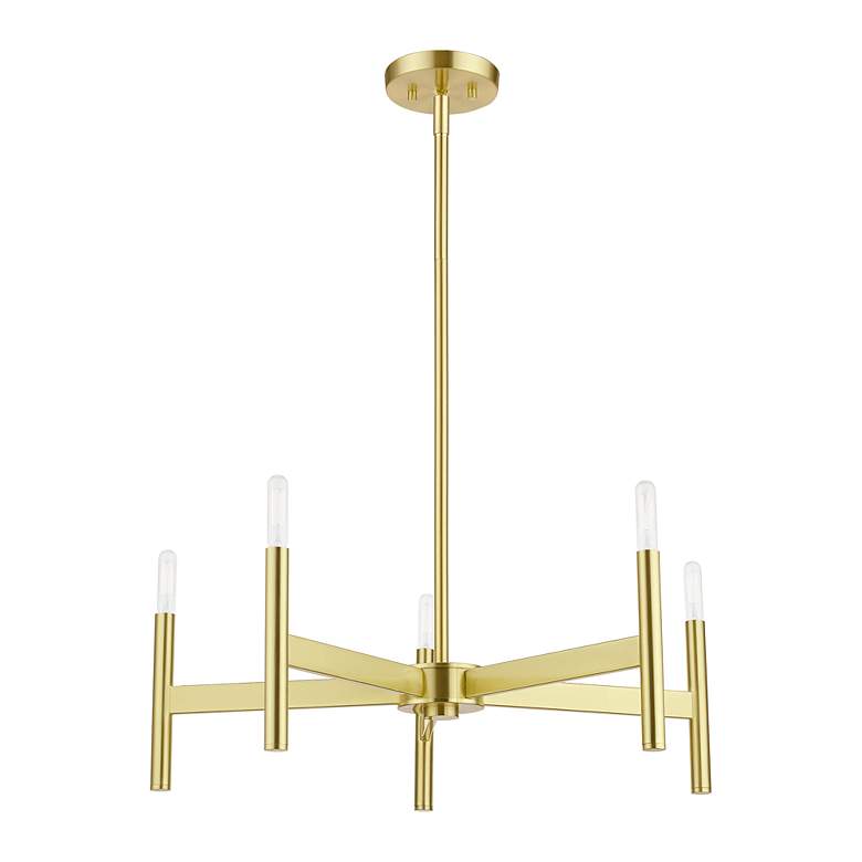 Image 5 5 Light Satin Brass Chandelier more views