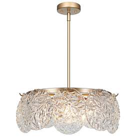 Image1 of 5-Light Satin Gold Chandeliers with Ripple Glass