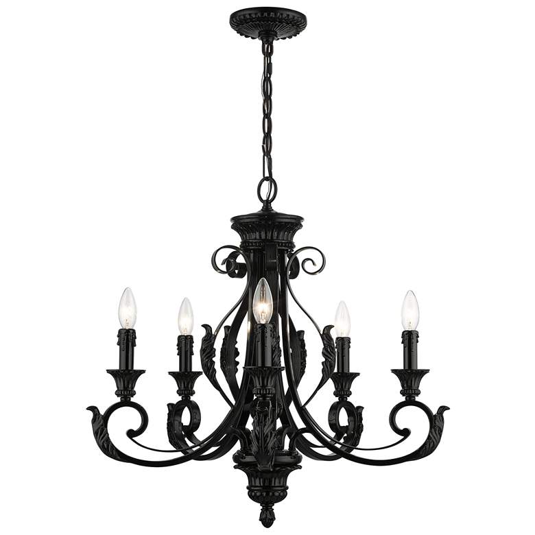 Image 1 5 Light Shiny Black Chandelier