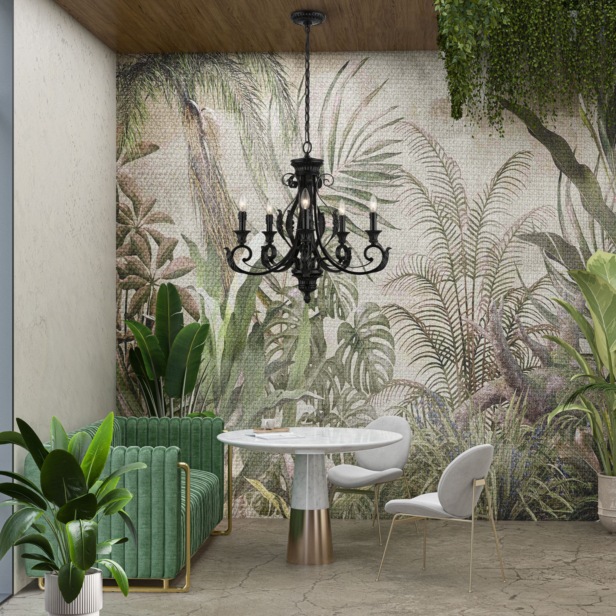 5 Light Shiny Black Chandelier