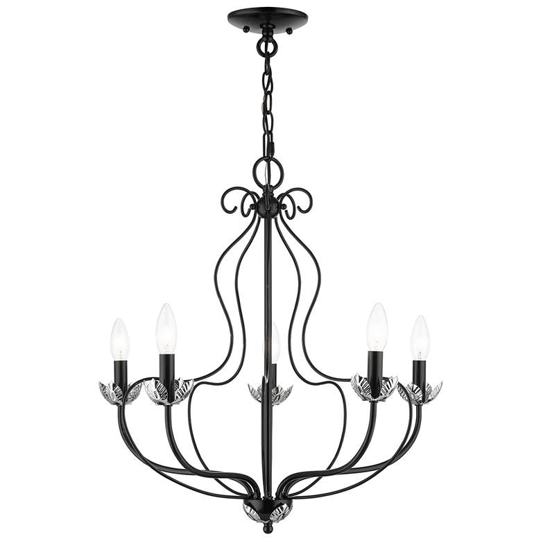 Image 1 5 Light Shiny Black Chandelier