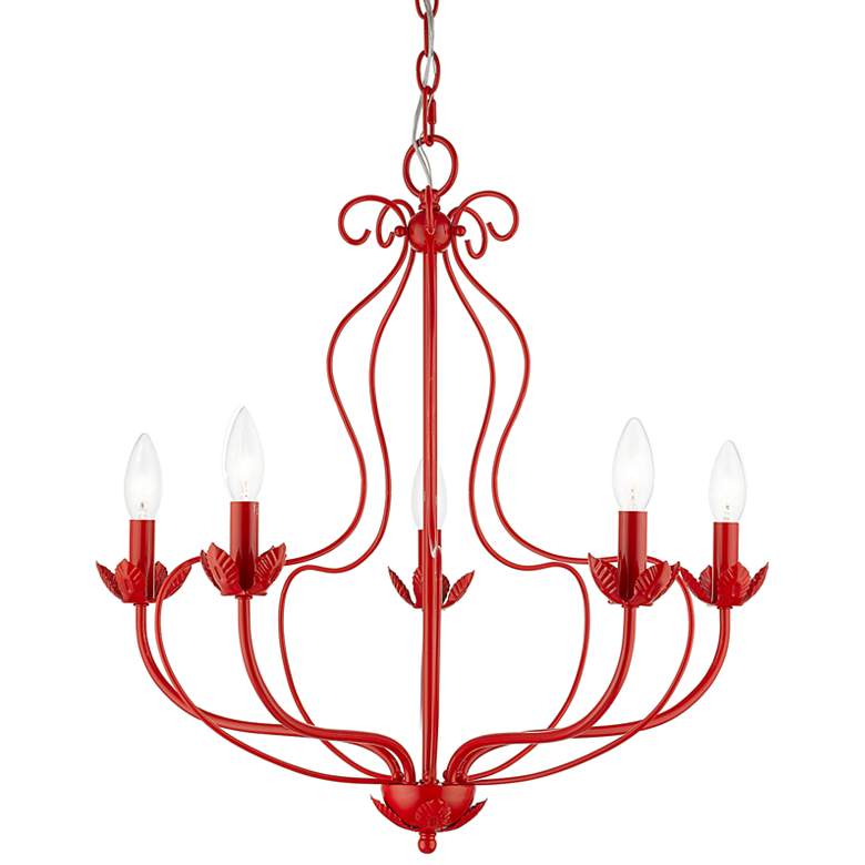Image 2 5 Light Shiny Red Chandelier
