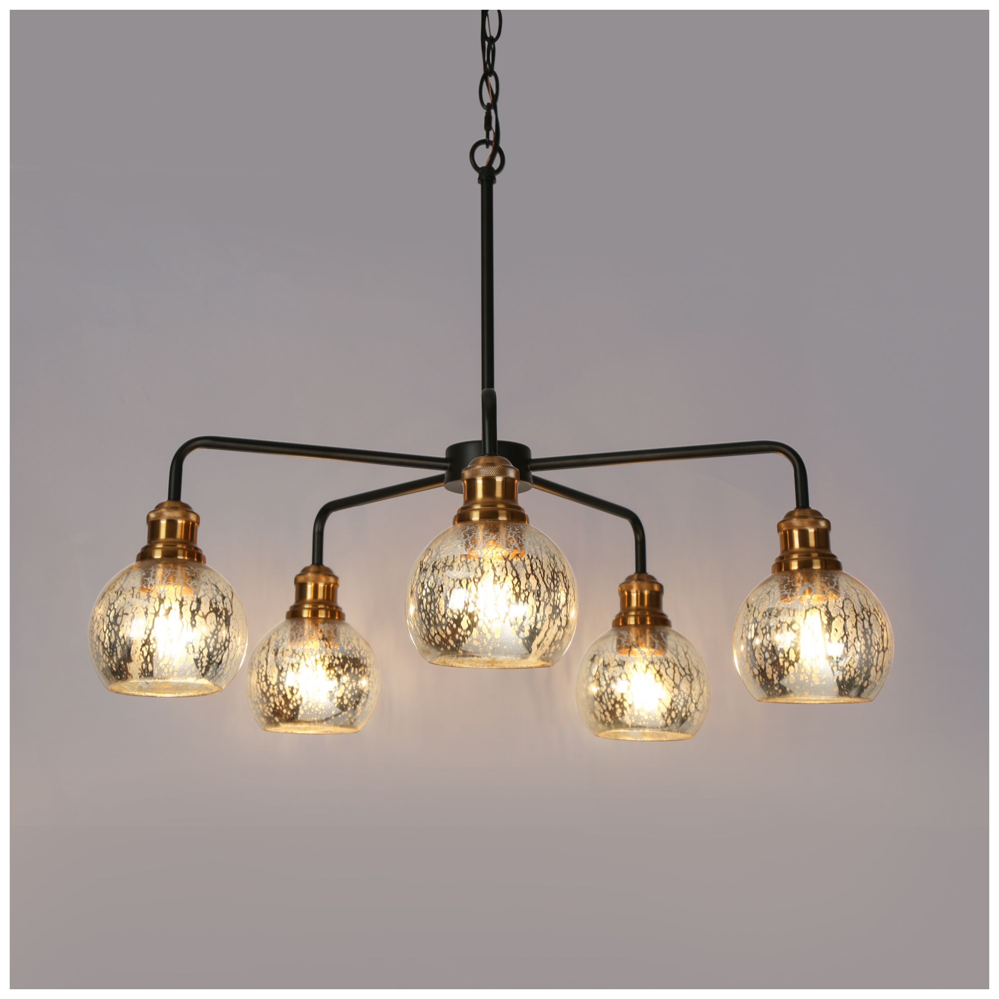 Image 4 5-Lights 28.3"W Black Brass Chandelier more views