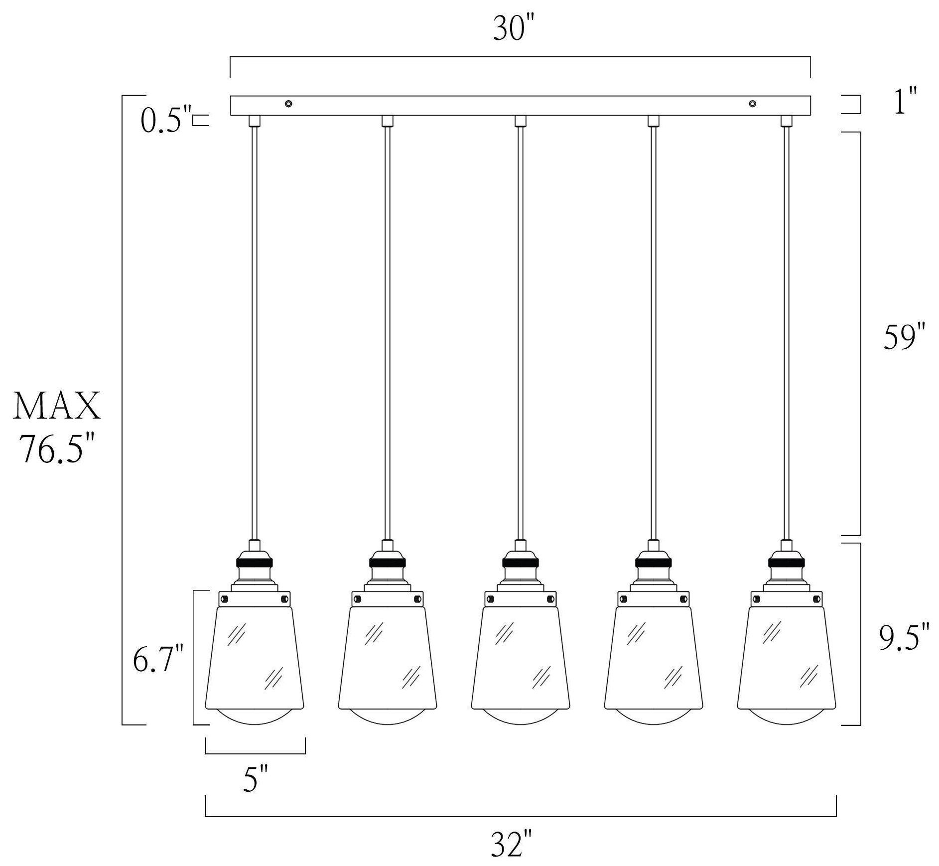 Image 4 5-Lights 29.5"W Flat Black and Imitation Electroplated Copper Chandelier more views