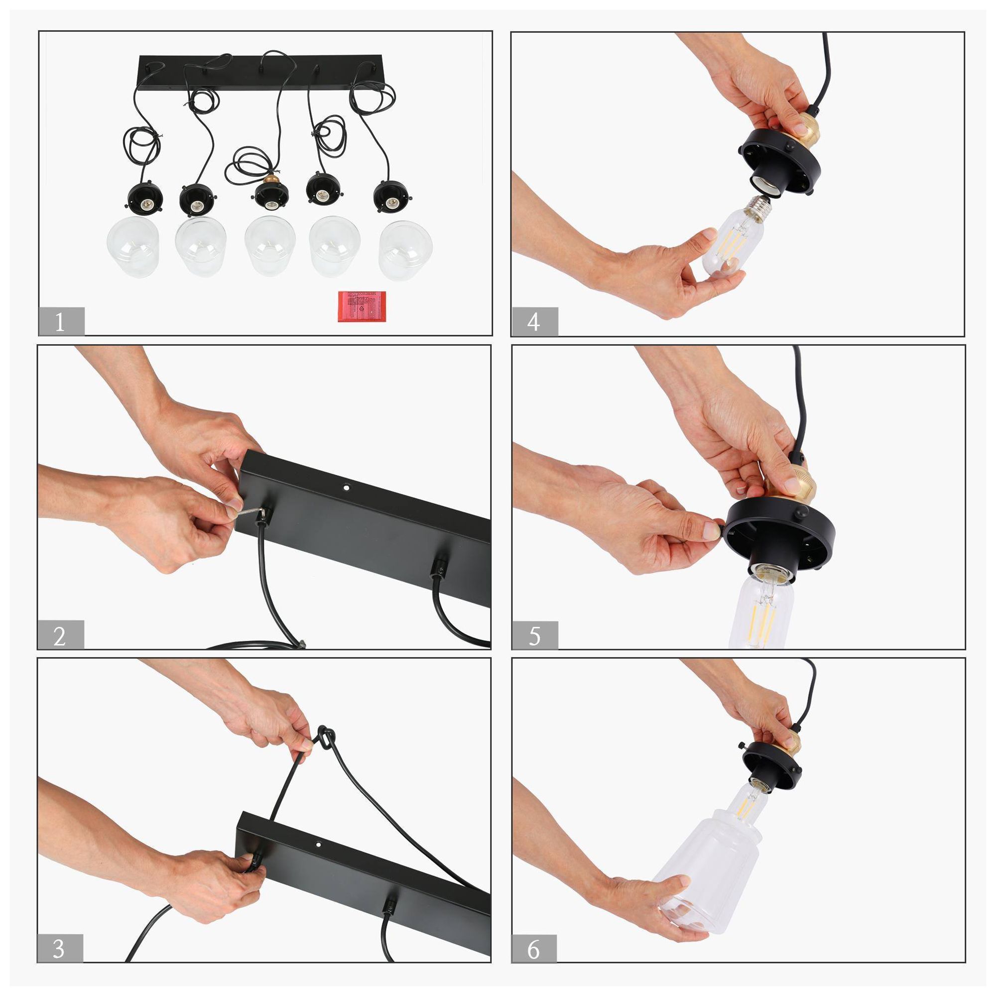 Image 5 5-Lights 29.5"W Flat Black and Imitation Electroplated Copper Chandelier more views