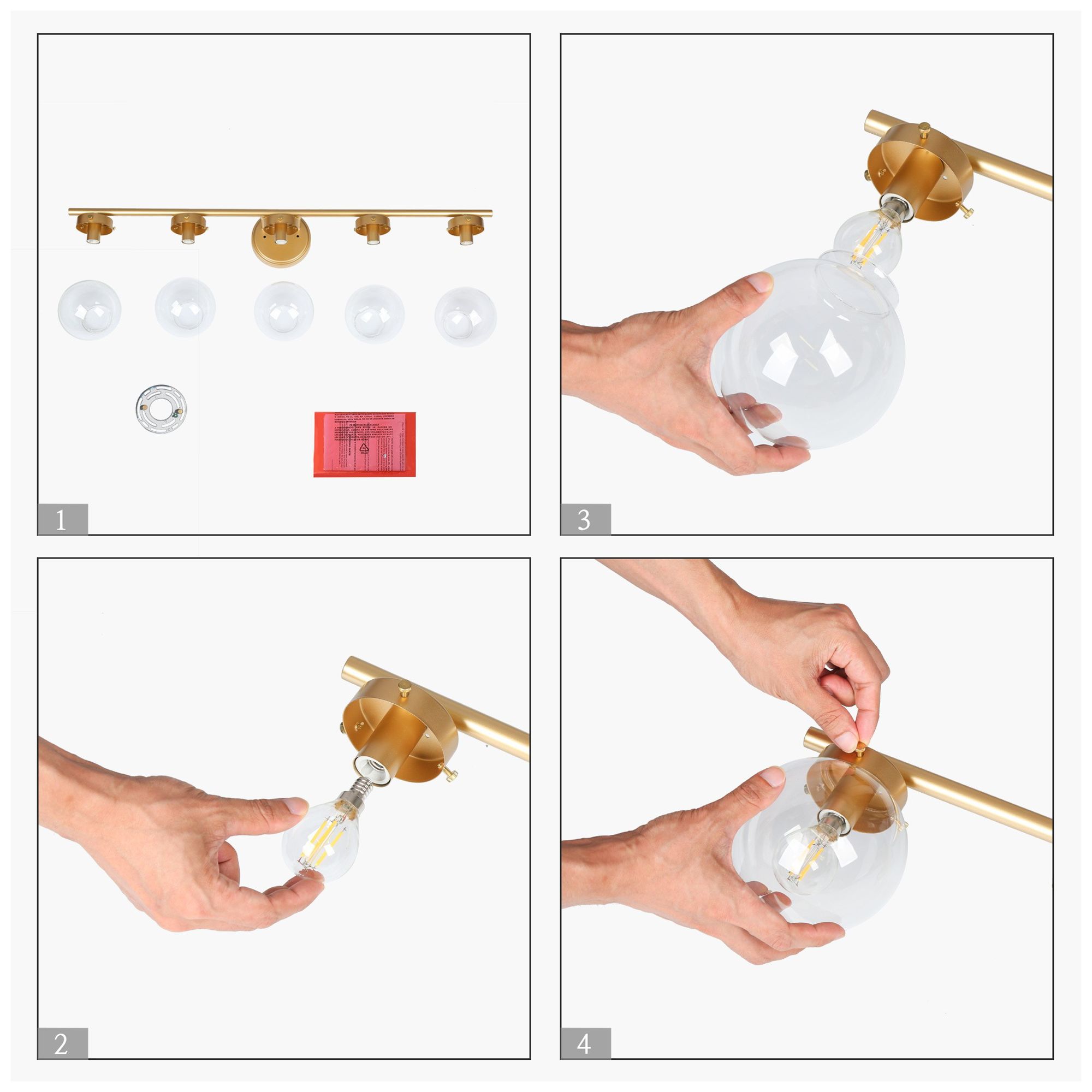 Image 7 5-Lights 34.3"W Globe Gold Wall Lamp more views