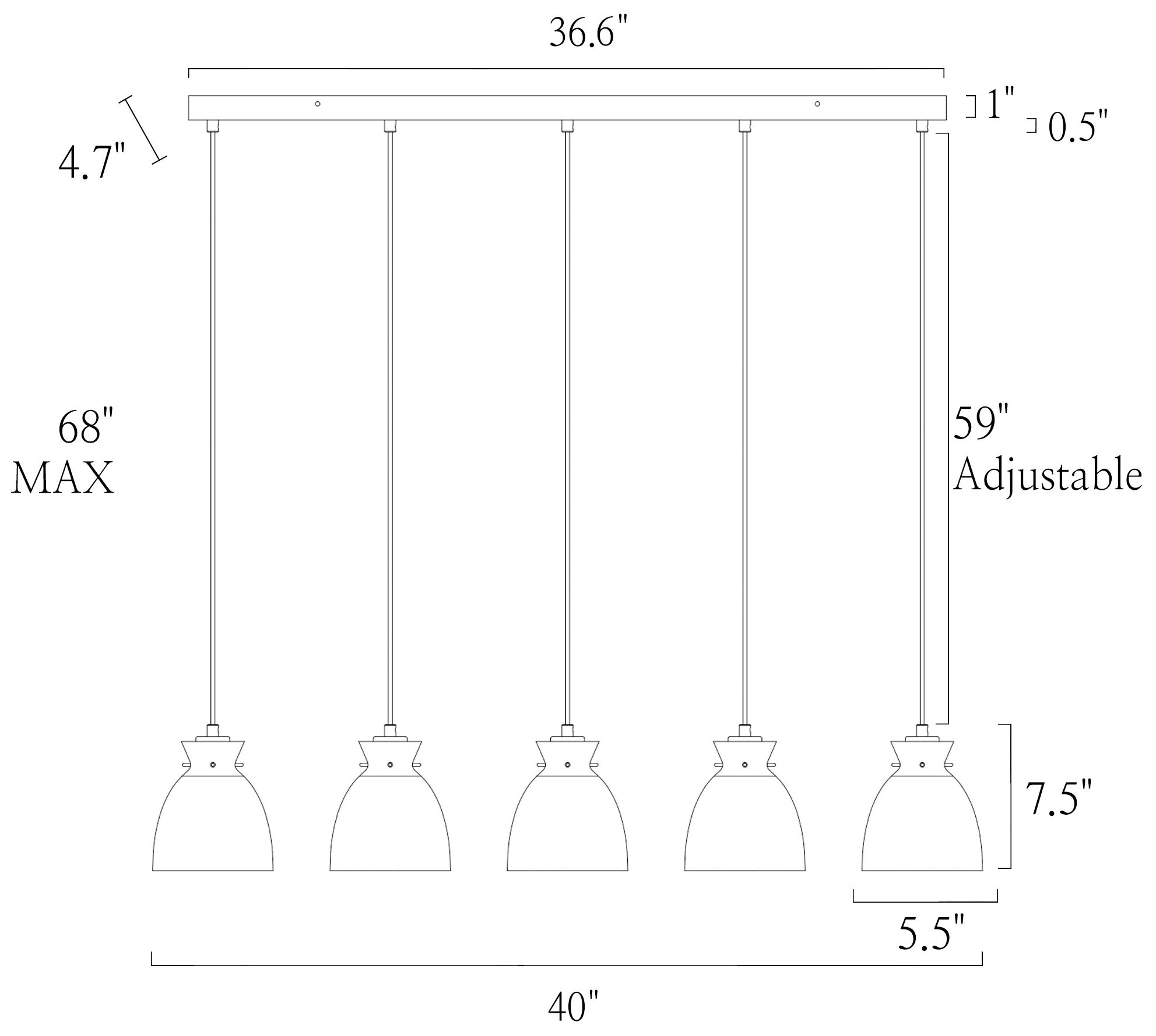 Image 4 5-Lights Large Linear Island Pendant Light Chandelier more views