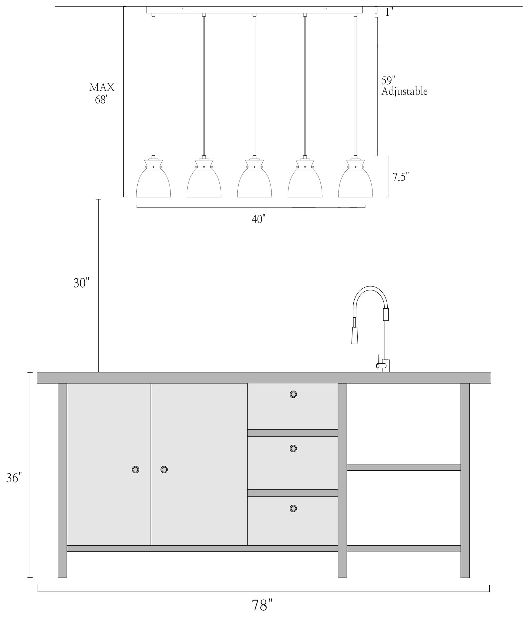 Image 5 5-Lights Large Linear Island Pendant Light Chandelier more views