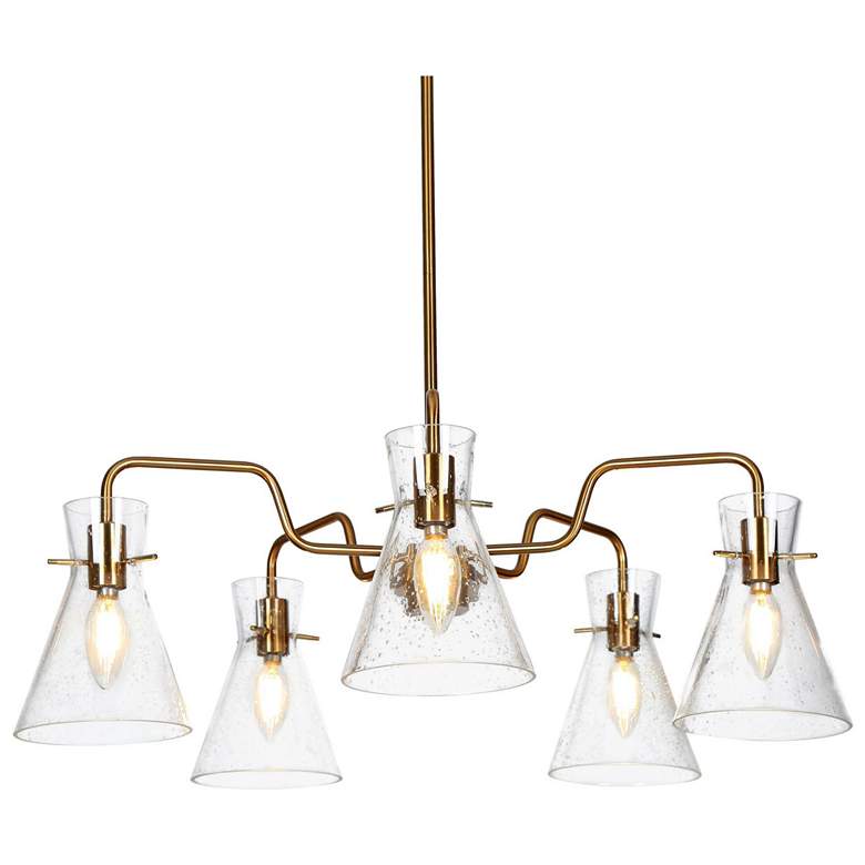 Image 1 5-Lights Modern Glam Curved Arm Ring Chandelier Electroplating Copper