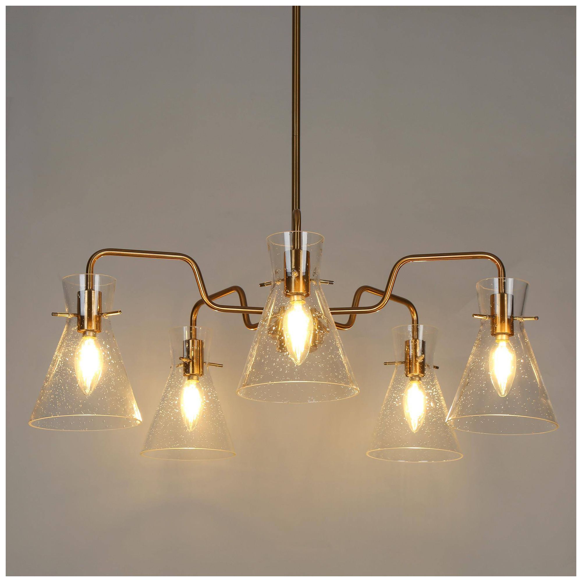 Image 2 5-Lights Modern Glam Curved Arm Ring Chandelier Electroplating Copper more views