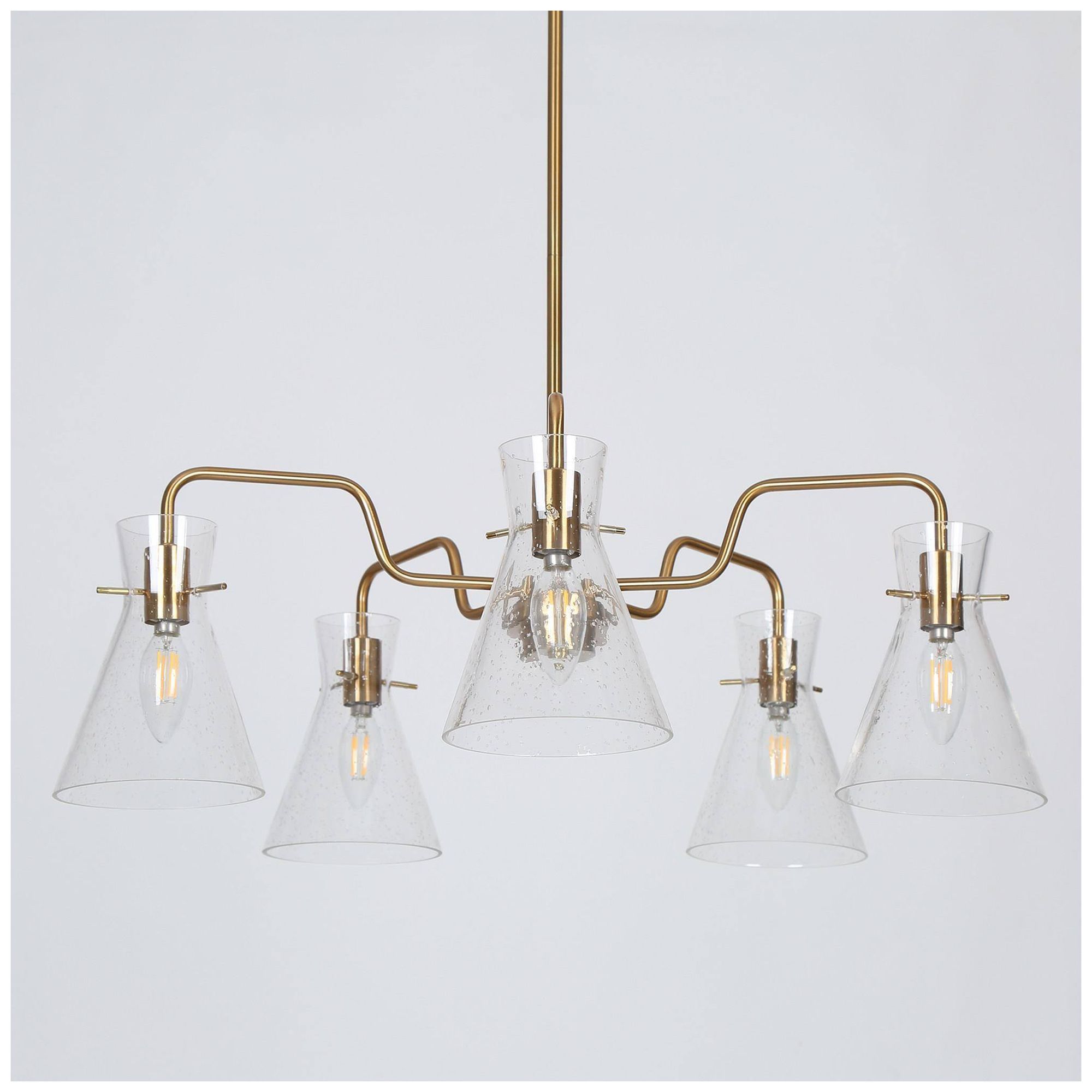 Image 3 5-Lights Modern Glam Curved Arm Ring Chandelier Electroplating Copper more views