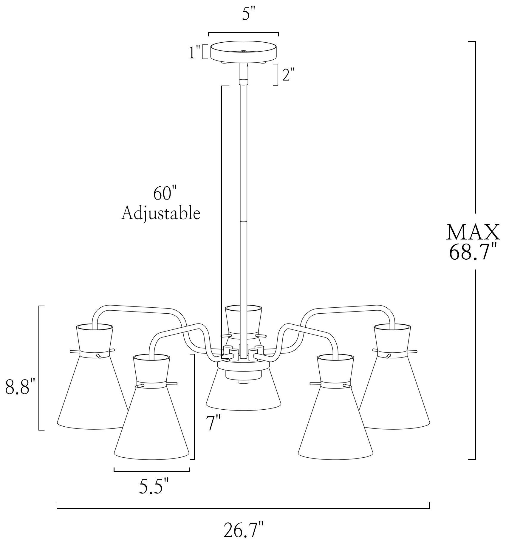 Image 4 5-Lights Modern Glam Curved Arm Ring Chandelier Electroplating Copper more views