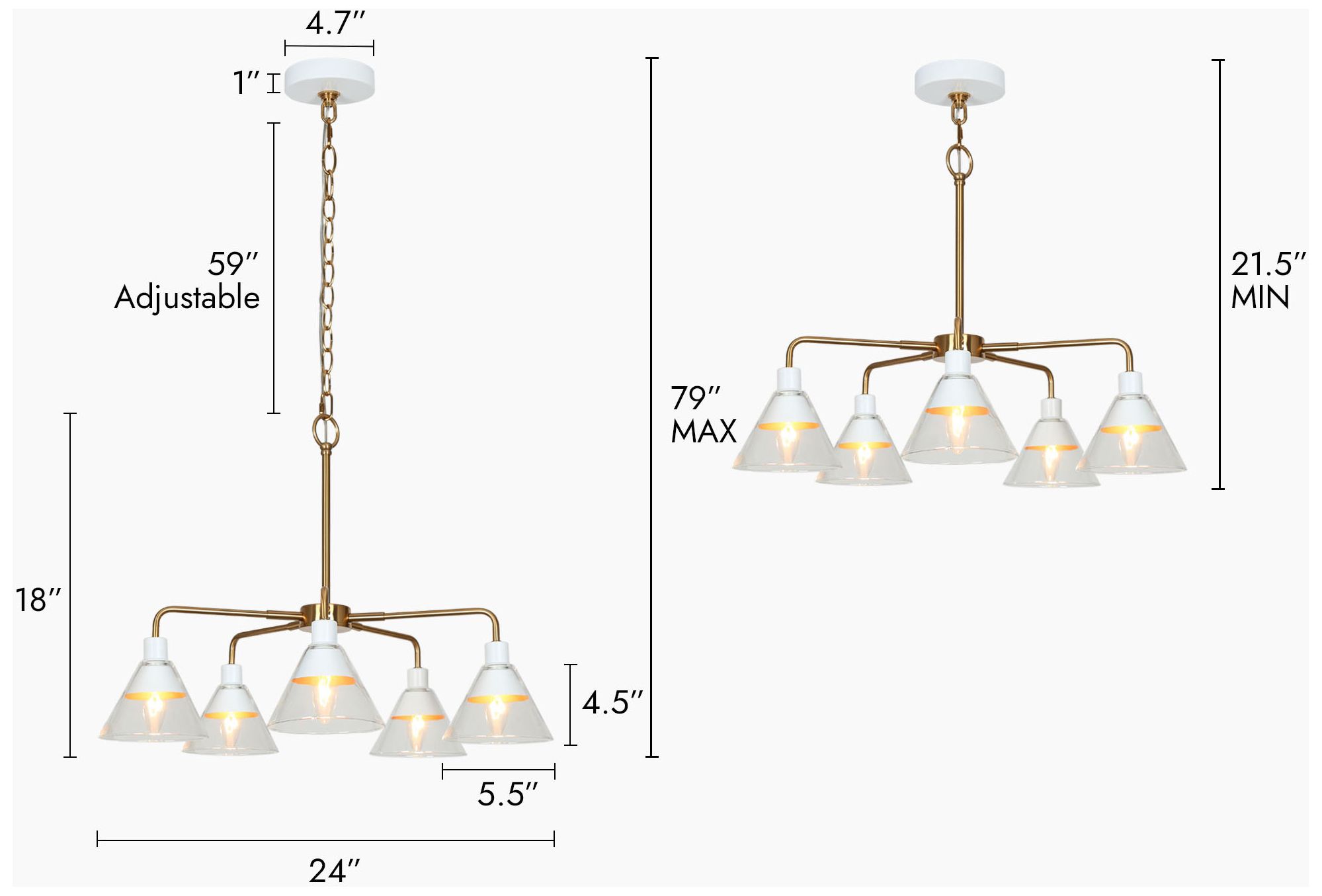 Image 4 5-Lights Modern Sputnik White Chandelier more views