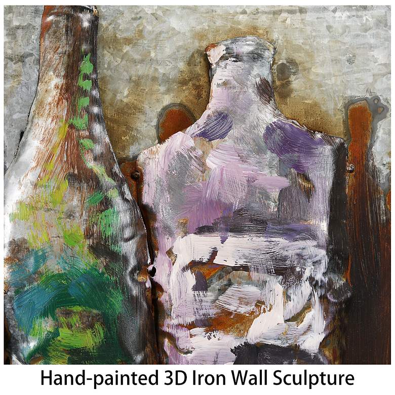 Image 6 5 O'Clock" Mixed Media Iron Hand Painted Dimensional Wall Art more views