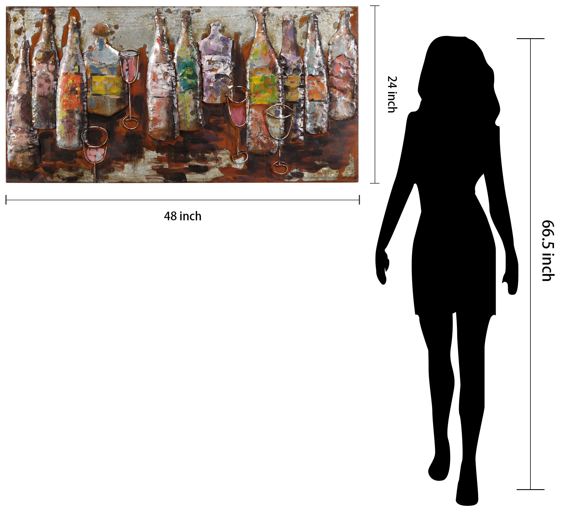 5 O'Clock" Mixed Media Iron Hand Painted Dimensional Wall Art