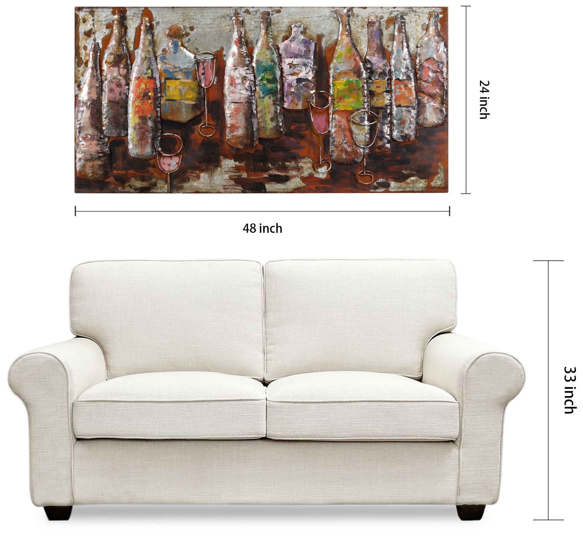 5 O'Clock" Mixed Media Iron Hand Painted Dimensional Wall Art