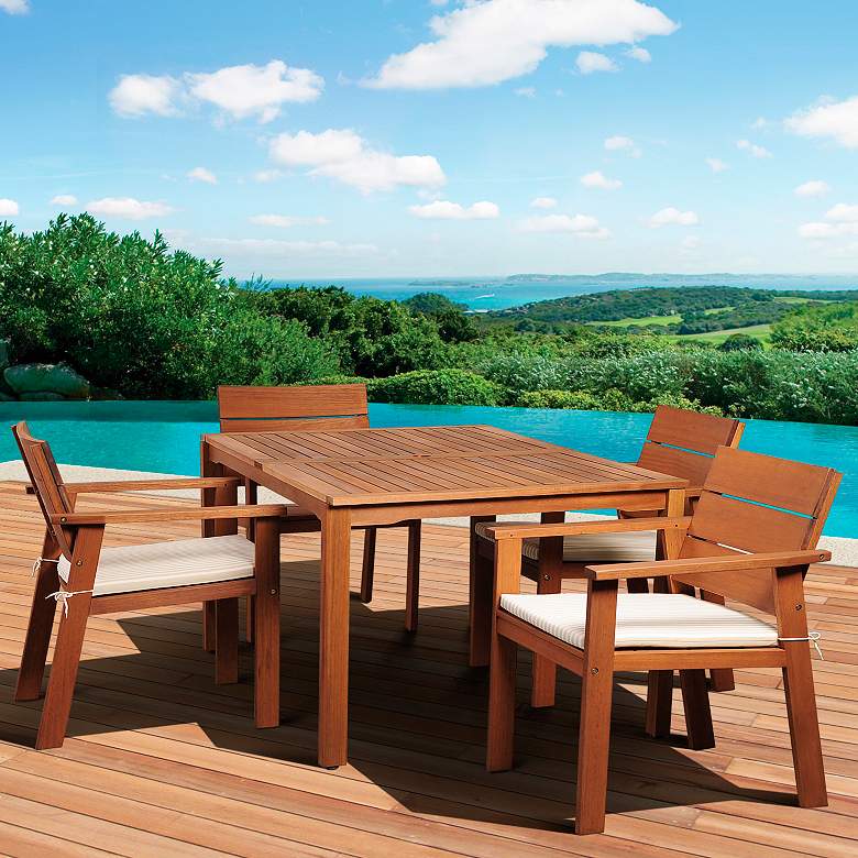 Image 2 5-Piece Seaview Eucalyptus Rectangular Dining Set