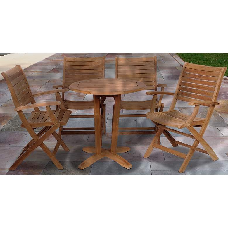 Image 1 5-Piece Teak Arguello Outdoor Bistro Dining Set