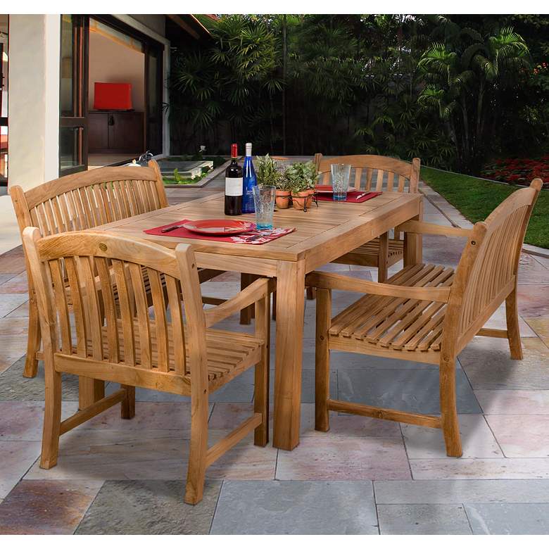 Image 1 5-Piece Teak Cypress Outdoor Dining Set