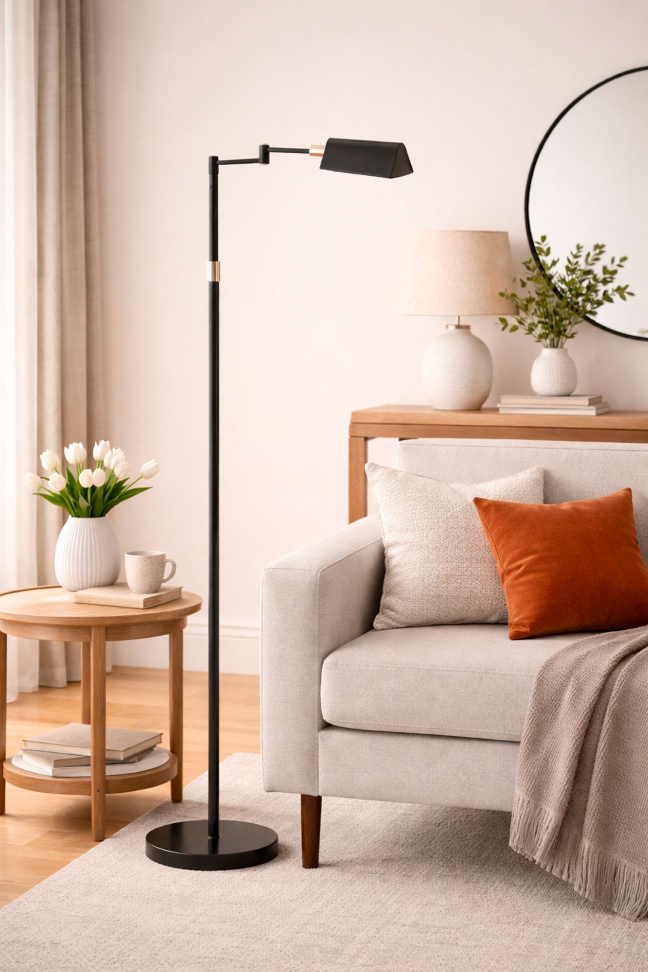 Image 2 50.25" High Black 9W LED Swing Arm Floor Lamp more views
