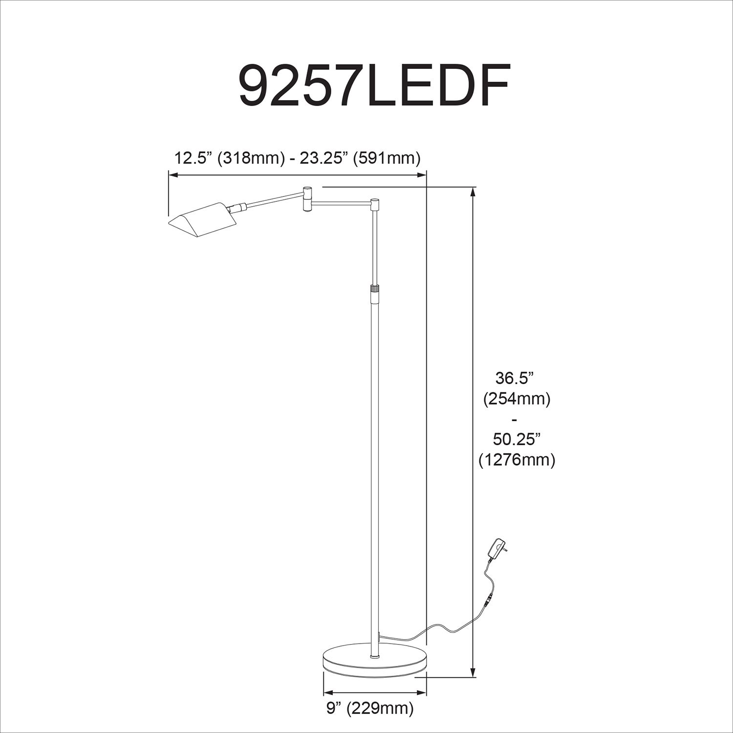 Image 3 50.25" High Black 9W LED Swing Arm Floor Lamp more views