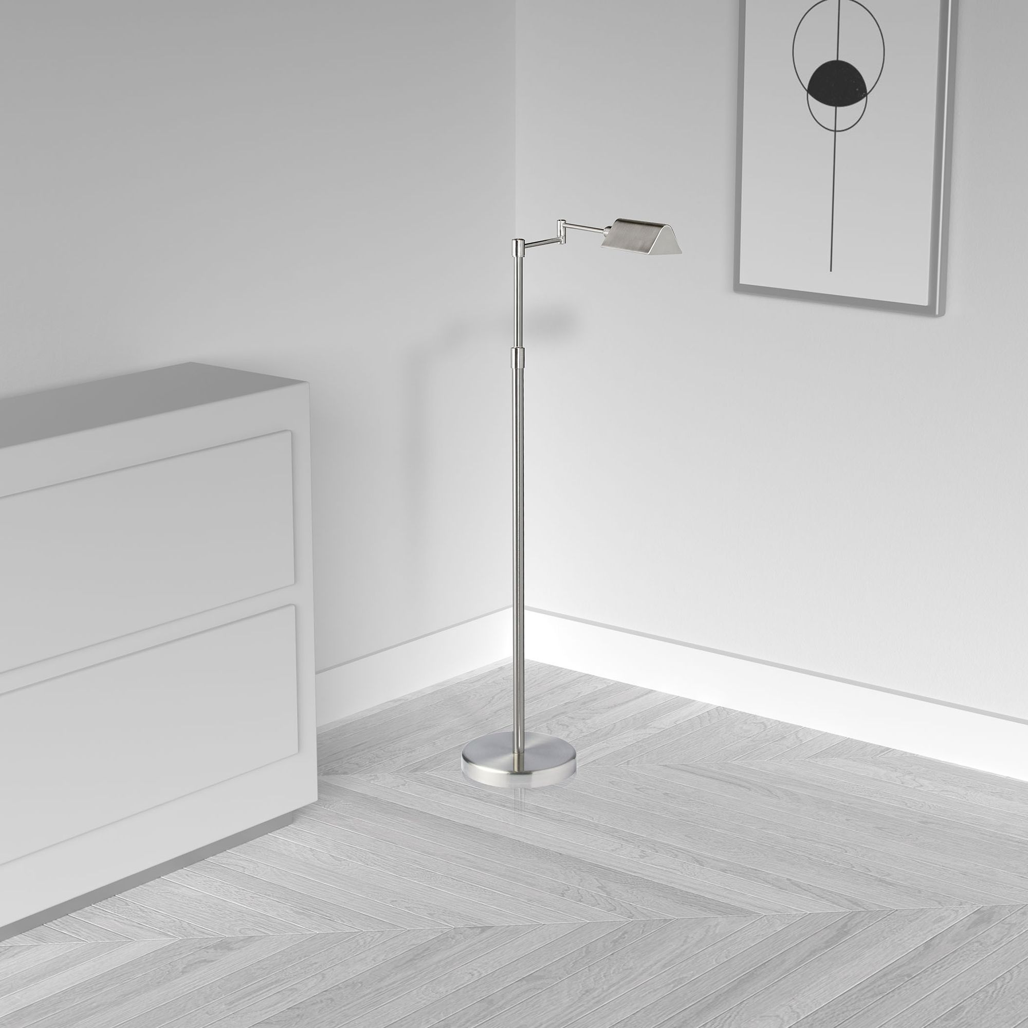 Image 3 50.25" High Satin Nickel 9W LED Swing Arm Floor Lamp more views