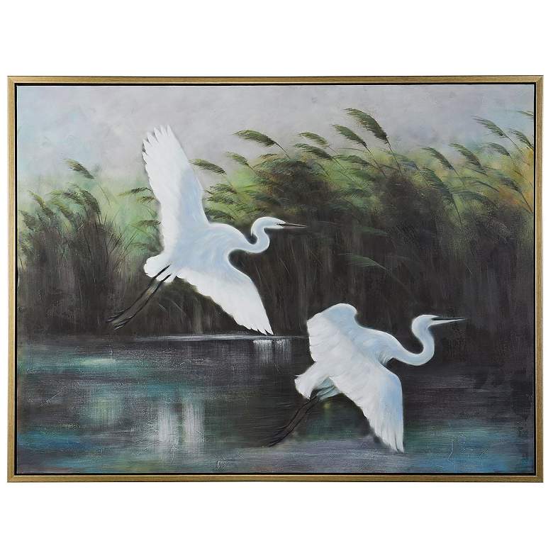 Image 1 50" x 38" Airborne Gold Frame Hand Painted Canvas Wall Art