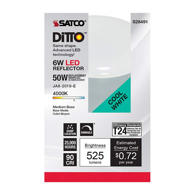 Image 2 50 Watt Equivalent Satco Frost 6W LED Dimmable Standard Bulb more views
