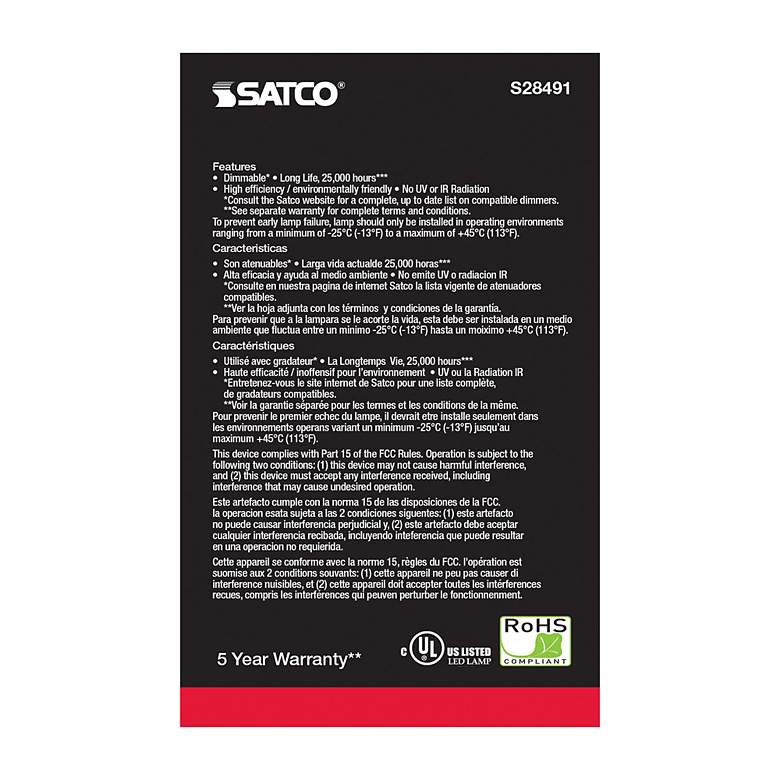 Image 4 50 Watt Equivalent Satco Frost 6W LED Dimmable Standard Bulb more views