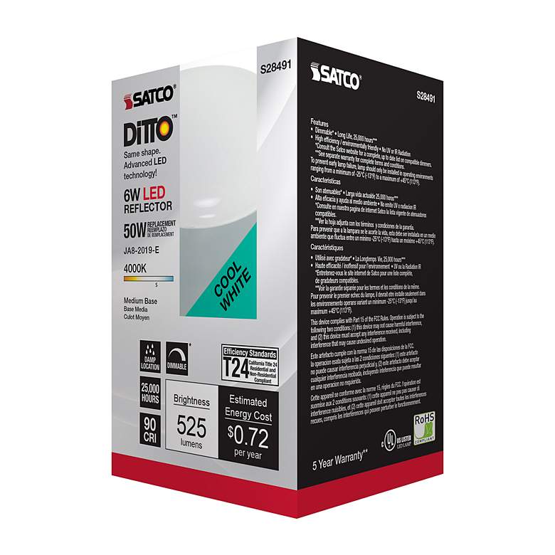 Image 6 50 Watt Equivalent Satco Frost 6W LED Dimmable Standard Bulb more views