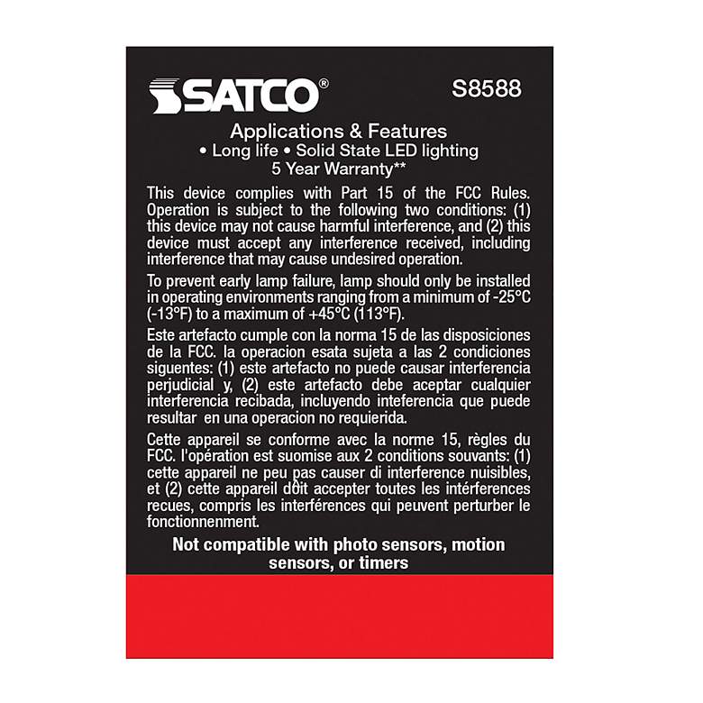 Image 5 50 Watt Equivalent Satco White 6.5W 450L LED Dimmable Bi-Pin more views
