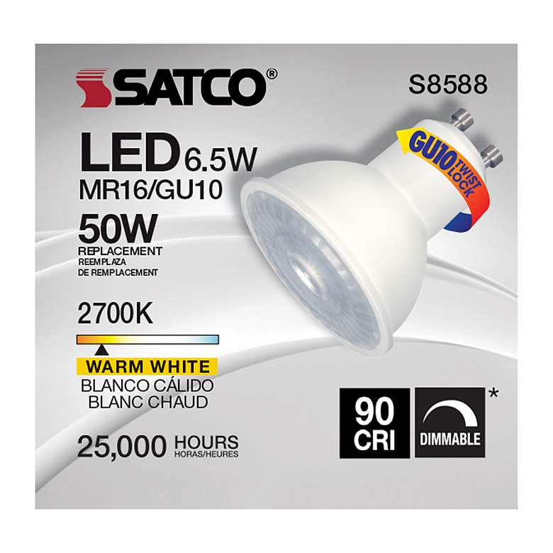 Image 7 50 Watt Equivalent Satco White 6.5W 450L LED Dimmable Bi-Pin more views