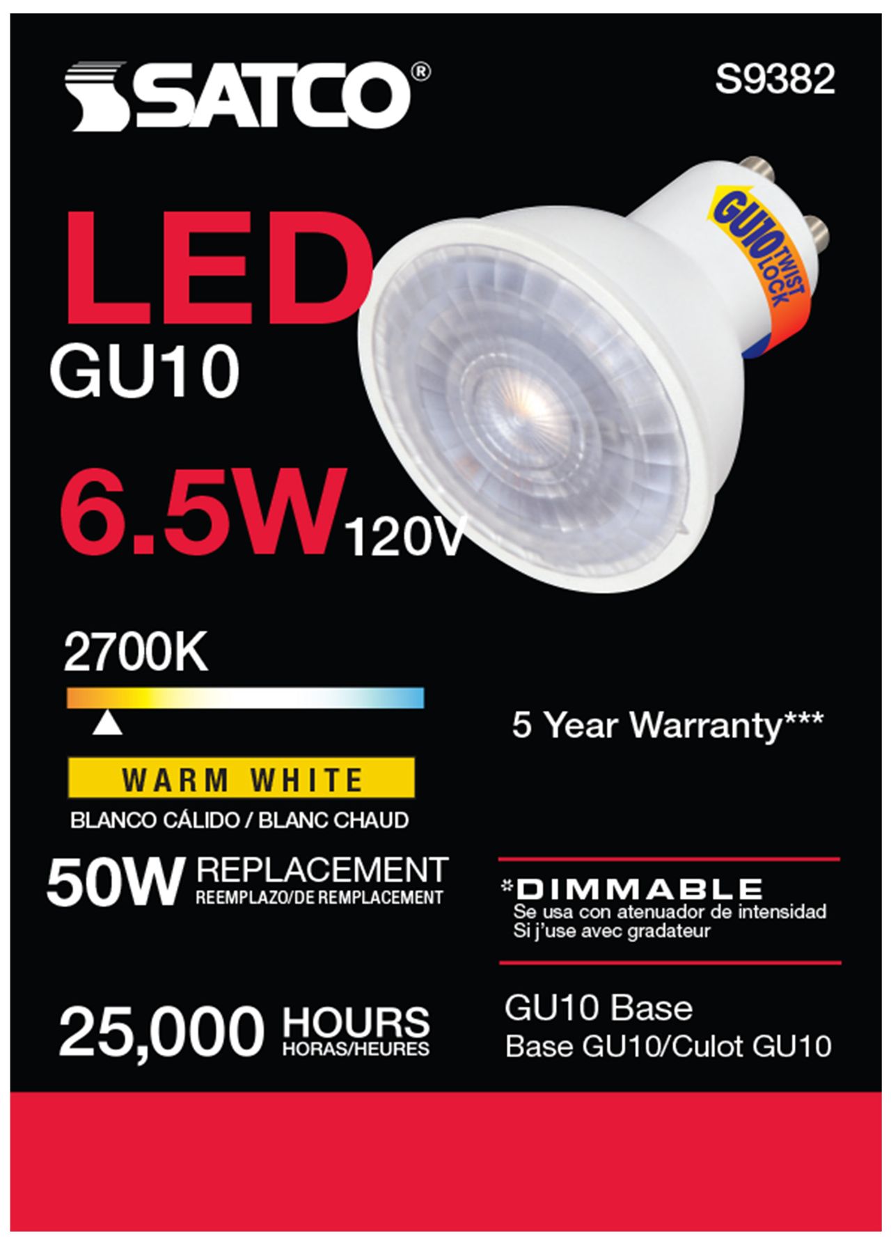 Image 4 50 Watt Equivalent Satco White 6.5W 500L LED Dimmable Bi-Pin Pack of 6 more views