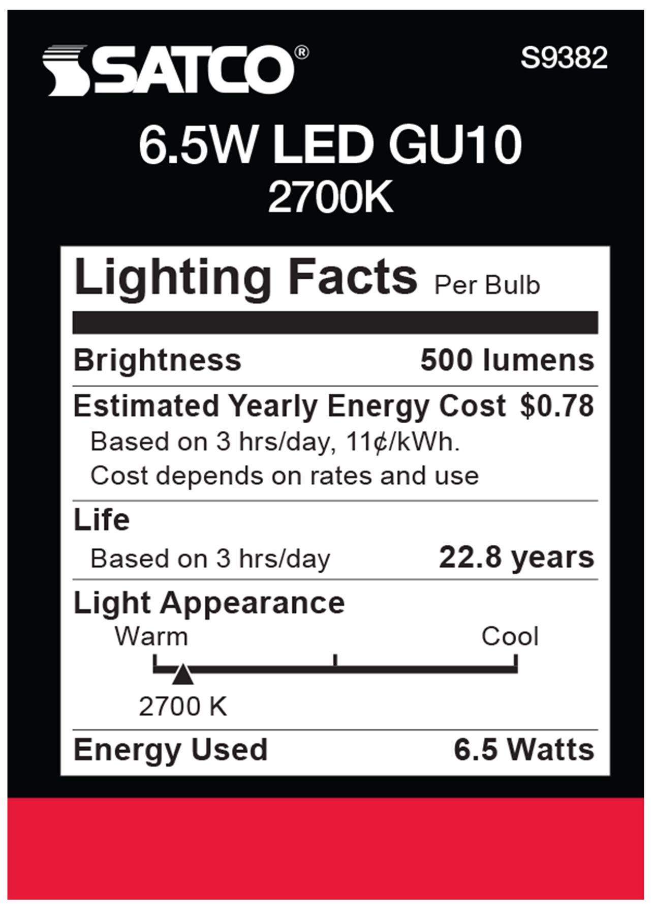 Image 5 50 Watt Equivalent Satco White 6.5W 500L LED Dimmable Bi-Pin Pack of 6 more views