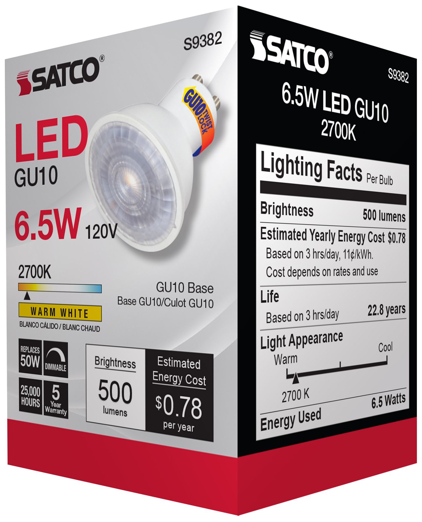 Image 7 50 Watt Equivalent Satco White 6.5W 500L LED Dimmable Bi-Pin Pack of 6 more views