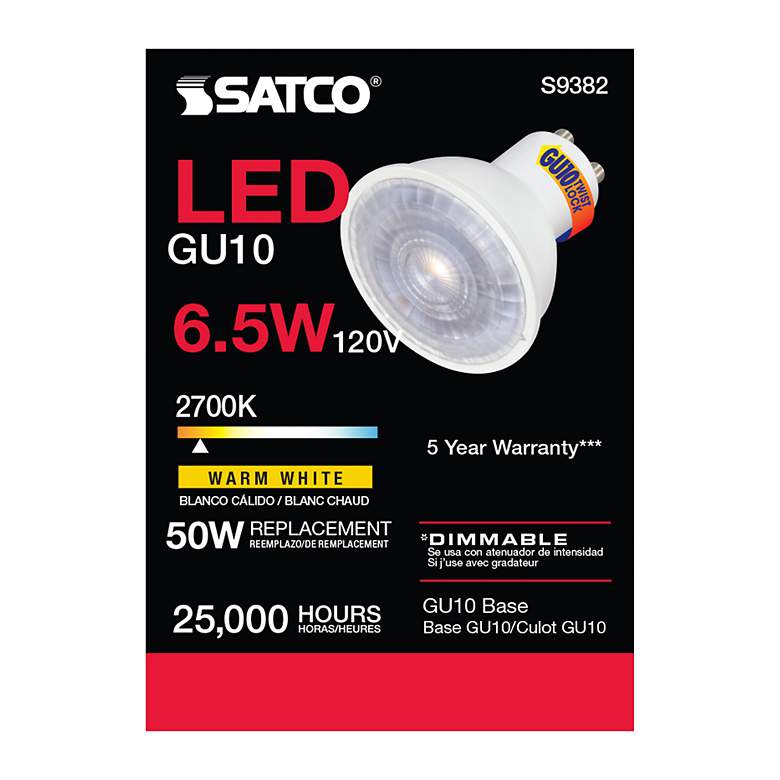 Image 4 50 Watt Equivalent Satco White 6.5W 500L LED Dimmable Bi-Pin more views