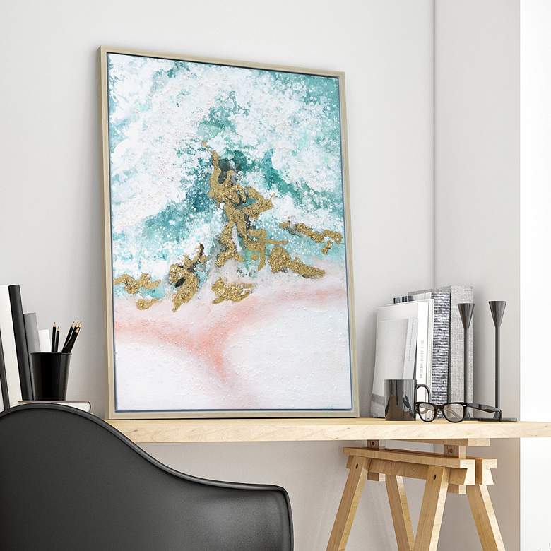 Image 1 Sunday Ocean 40"H Textured Metallic Framed Canvas Wall Art in scene