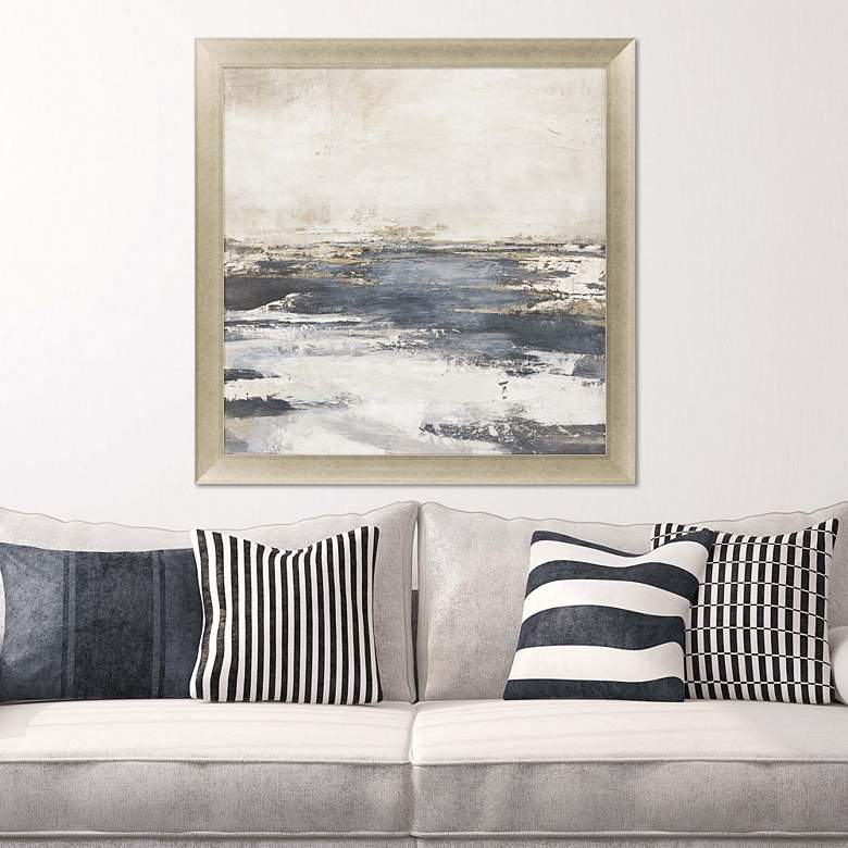 Image 1 Blue Bay 41" Square Framed Giclee Hand-Finished Wall Art in scene