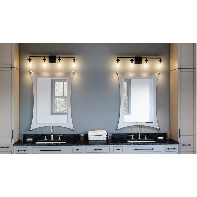 Image 1 Quoizel Thoresby 31" Wide Matte Black 4-Light Bath Light in scene
