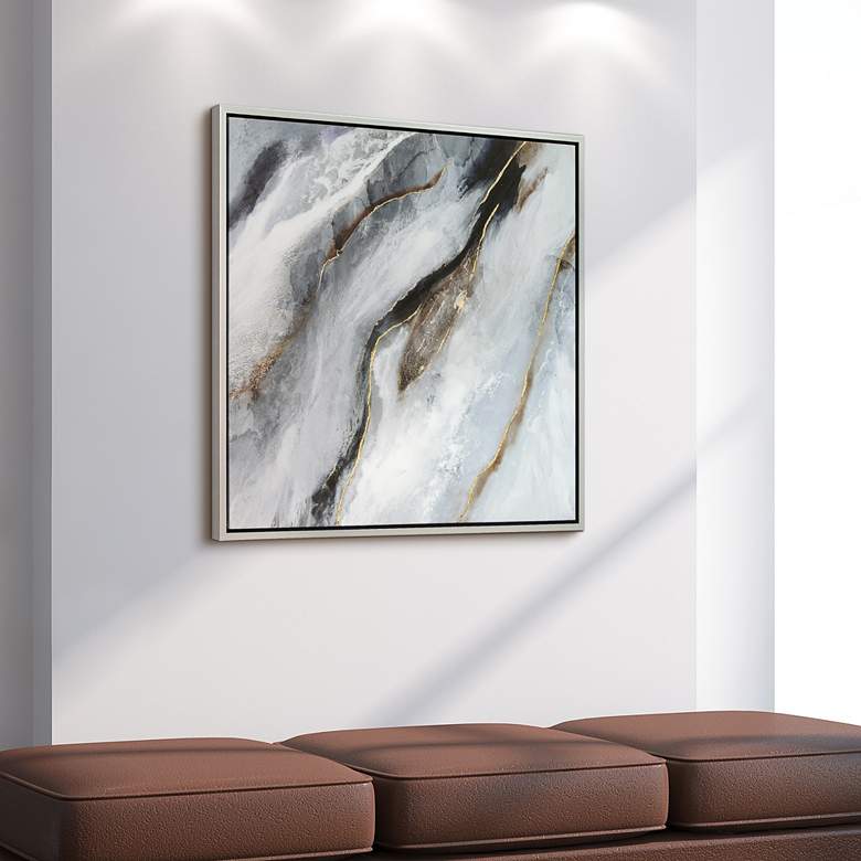 Image 1 Flood 36" Square Textured Metallic Framed Canvas Wall Art in scene