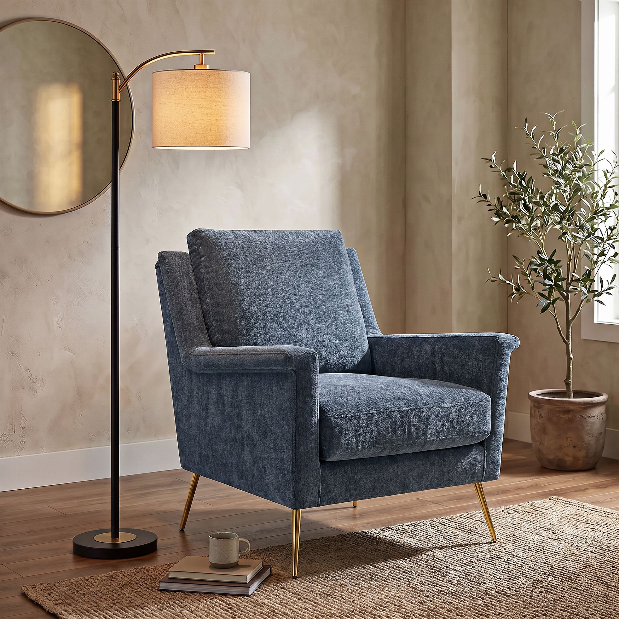 Watch A Video About the 360 Lighting Rayna Black and Gold Downbridge Floor Lamp
