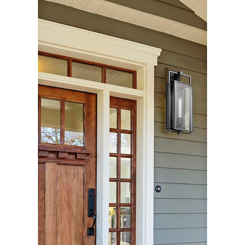 Image 1 Exhibit 17" High Matte Black Outdoor Wall Light in scene