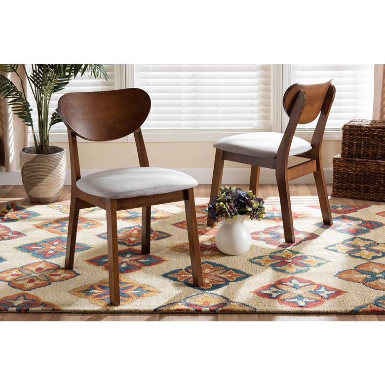 Image 1 Baxton Studio Damara Gray Fabric Dining Chairs Set of 2 in scene