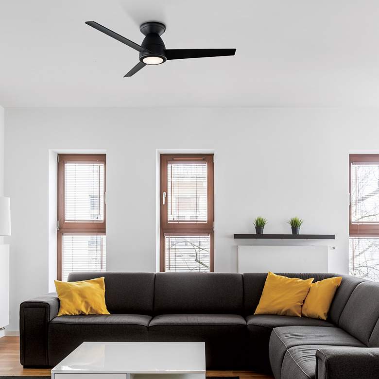 Image 1 44" Modern Forms Tip Top Matte Black LED Hugger Ceiling Fan in scene