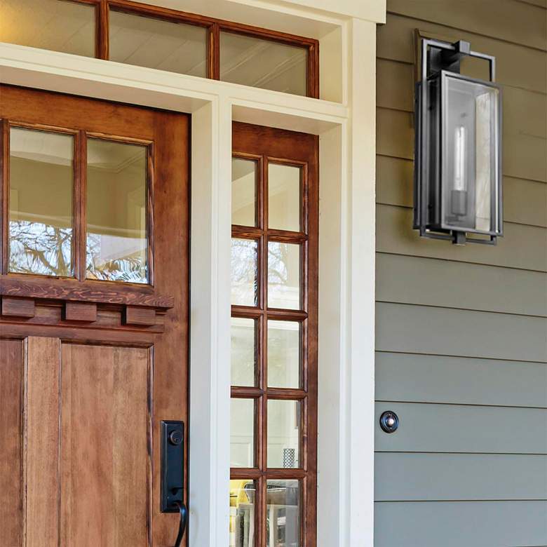 Image 1 Exhibit 20" High Matte Black Outdoor Wall Light in scene