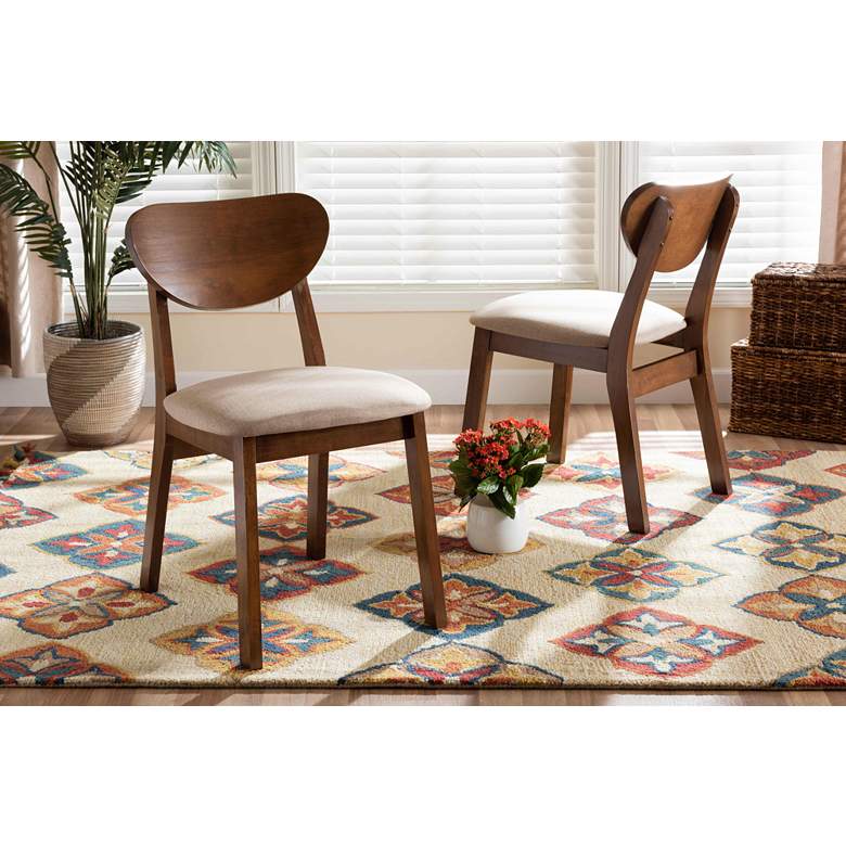 Image 1 Baxton Studio Damara Sand Fabric Dining Chairs Set of 2 in scene