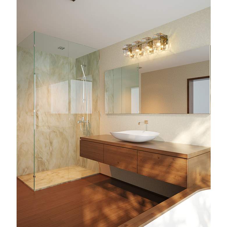Image 1 Z-Lite Bennington 29.3" Wide Gold and Water Glass Vanity Light in scene