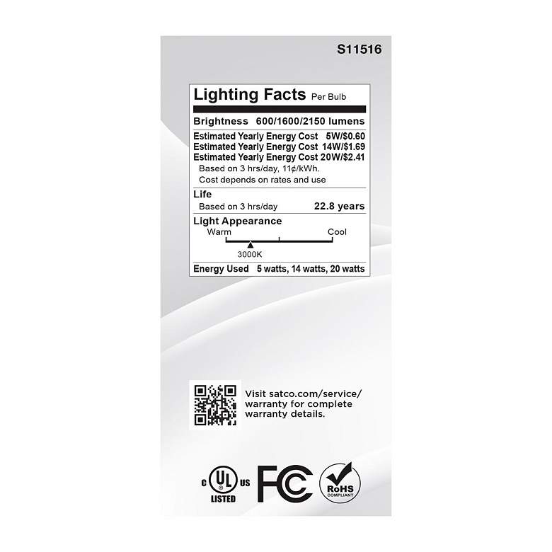 Image 7 50W-100W-150W Equivalent 5W-14W-20W Standard Base 3-Way Light Bulb by Satco more views