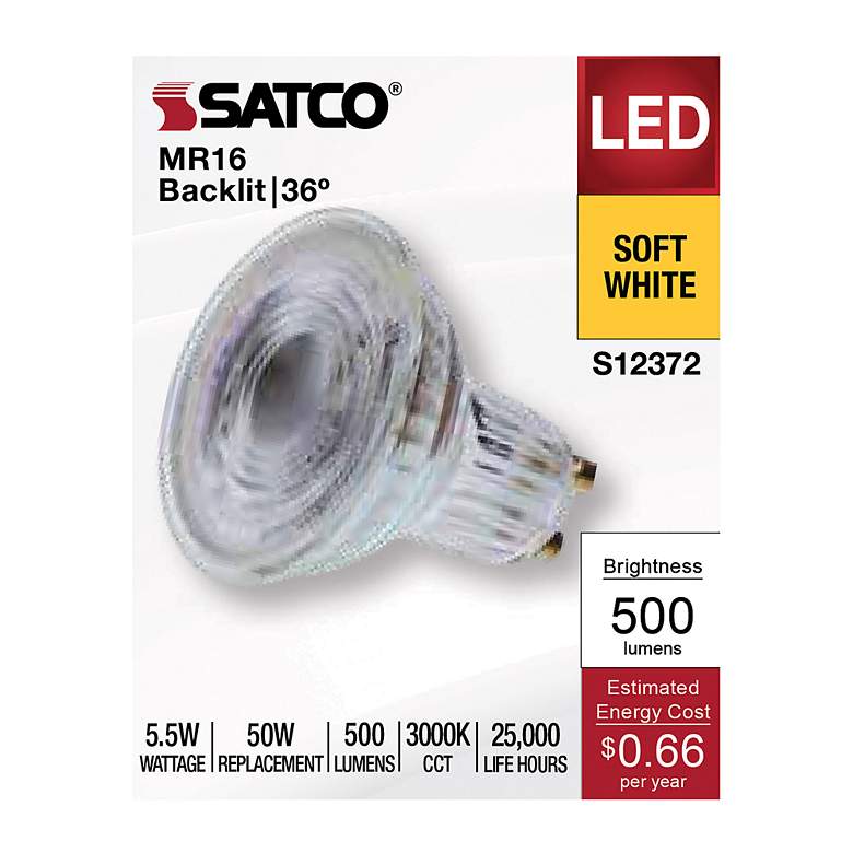 Image 3 50W Equivalent Satco Clear 5.5W 3000K LED Dimmable Bi-Pin more views
