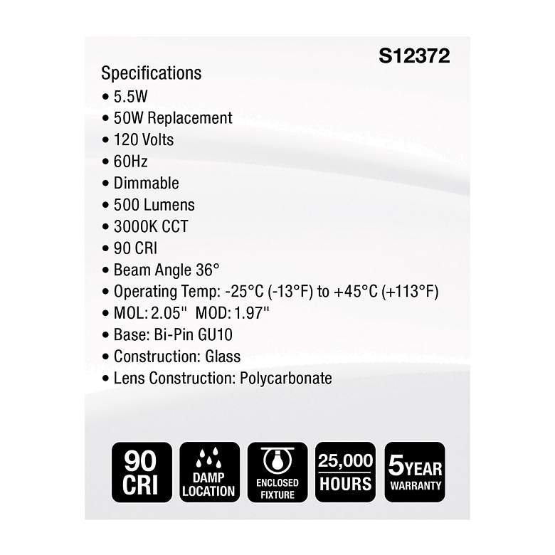 Image 5 50W Equivalent Satco Clear 5.5W 3000K LED Dimmable Bi-Pin more views